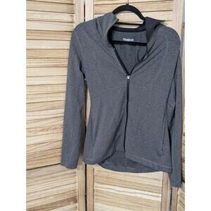 Reebok Jacket Womens Full zip Gray Size Small Thumb Holes Lightweight Dri Fit